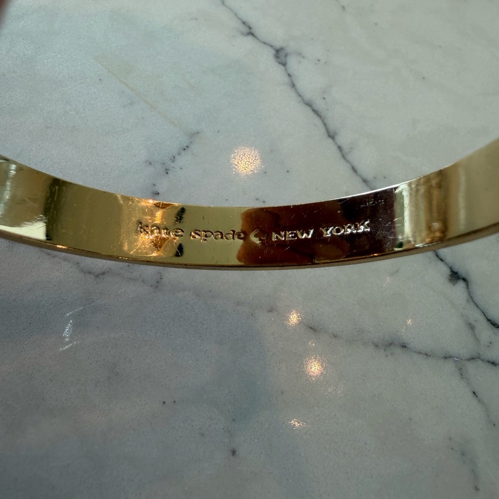 Kate Spade Pink Enamel Gold Tone Bangle Bracelet - Picture 5 of 5
